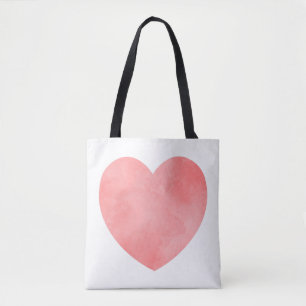 Bolso De Tela Patrón cardiaco de acuarela rosa