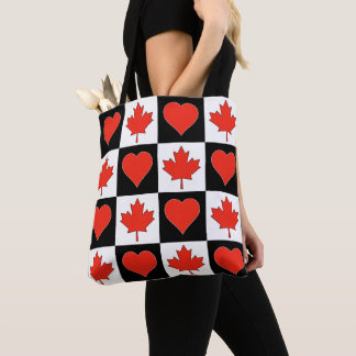 Bolso De Tela Patrón cardíaco de bandera de Canadá orgullo patri