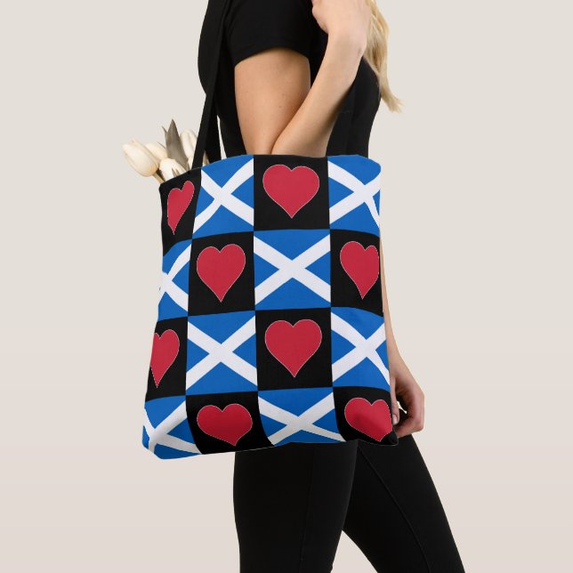 Bolso De Tela Patrón cardíaco de bandera escocesa patriota (Detalle)
