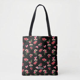 Bolso De Tela Patrón cardíaco de garabato, mariposa y tulipán