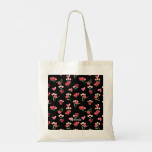 Bolso De Tela Patrón cardíaco de garabato, mariposa y tulipán