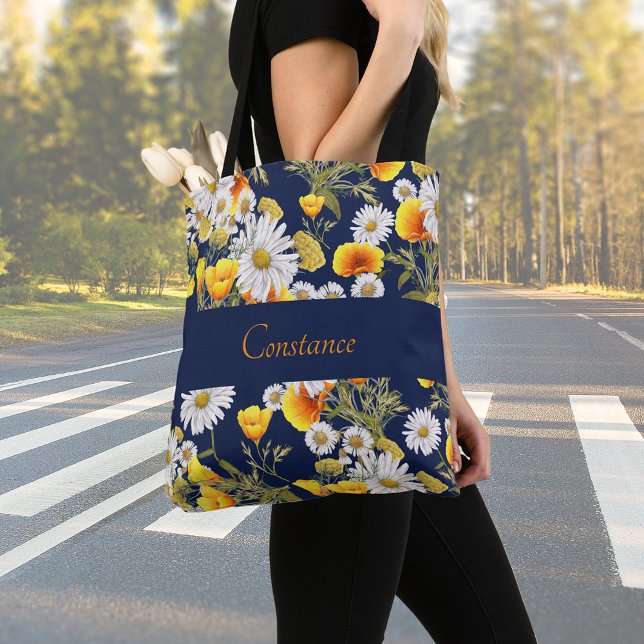 Bolso De Tela Patrón Chamomile y Poppies Personalizado (Subido por el creador)