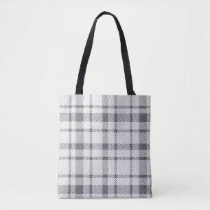 Bolso De Tela Patrón clásico artán plano-gris neutro y blanco