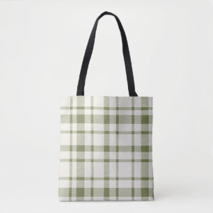 Bolso De Tela Patrón clásico de artán-oliva verde y crema