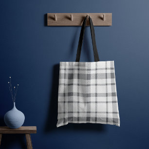 Bolso De Tela Patrón clásico de tartán a cuadros - Gris neutro y