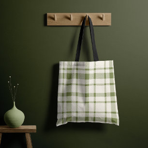Bolso De Tela Patrón clásico de tartán a cuadros-verde oliva y c