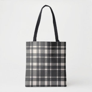 Bolso De Tela Patrón clásico de tartán revestido de color negro 