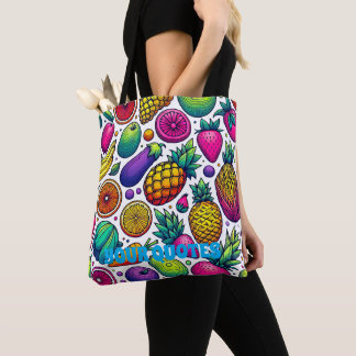 Bolso De Tela Patrón Colorido de Frutas y Verduras 