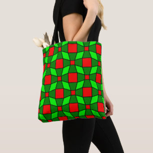 Bolso De Tela Patrón complejo rojo y verde