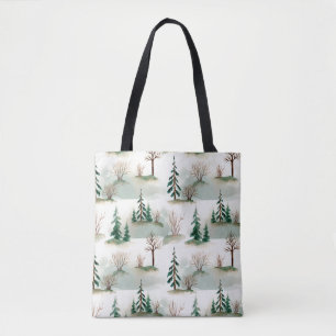 Bolso De Tela Patrón con árboles, arbustos y arbustos de Navidad