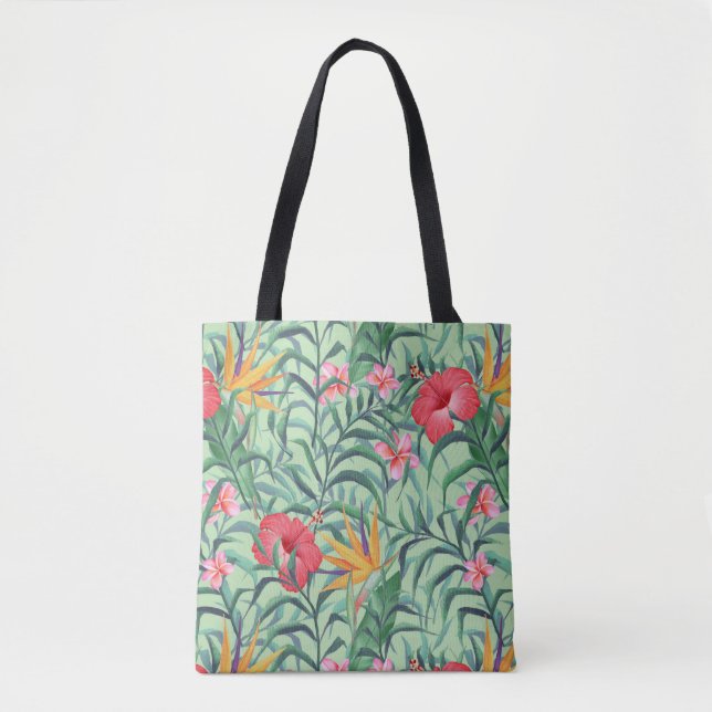 Bolso De Tela Patrón con hibisco (Anverso)