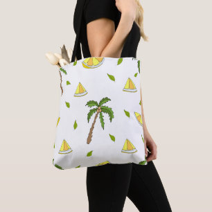 Bolso De Tela Patrón con palmeras, anclas y salvavidas tot