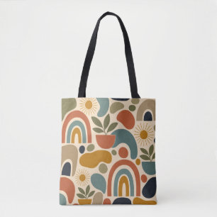Bolso De Tela Patrón continuo boho arcoíris y botánico