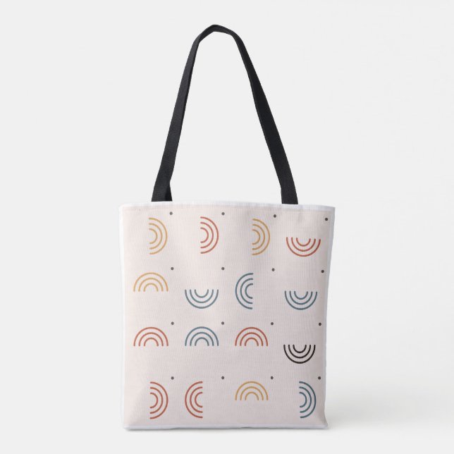 Bolso De Tela Patrón continuo de Arcos Arcoíris Boho (Reverso)