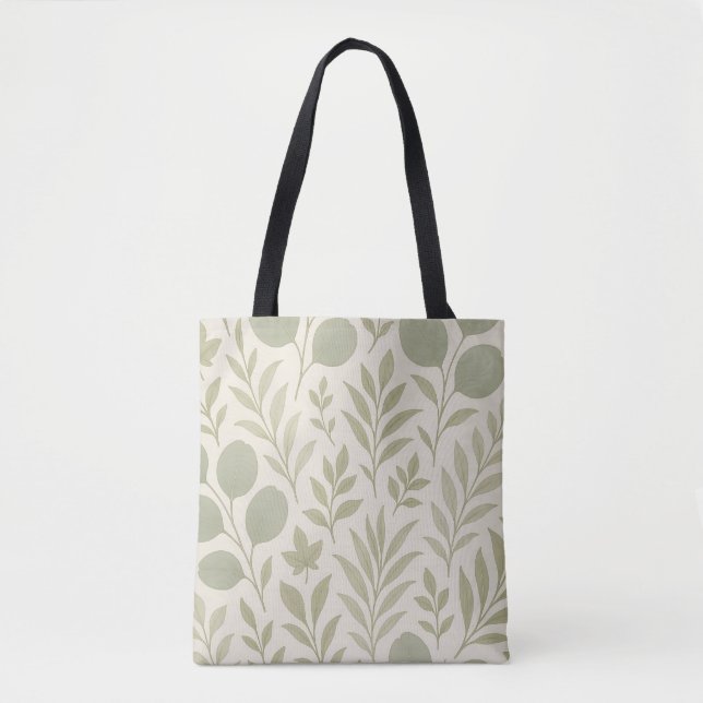 Bolso De Tela Patrón continuo de flujo botánico (Anverso)