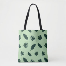 Bolso De Tela Patrón continuo de hojas de Monstera y palmeras tr