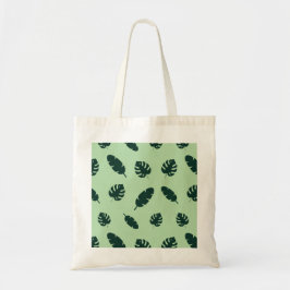Bolso De Tela Patrón continuo de hojas de Monstera y palmeras tr