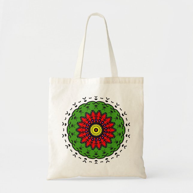 Bolso De Tela Patrón continuo de mandala floral (Frente)