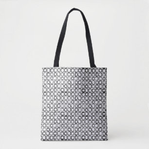 Bolso De Tela Patrón cuadrado negro abstracto de mano