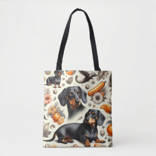 Bolso De Tela Patrón Cute Dachshund