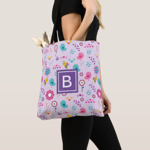 Bolso De Tela Patrón de abejas moradas florales Monograma niños