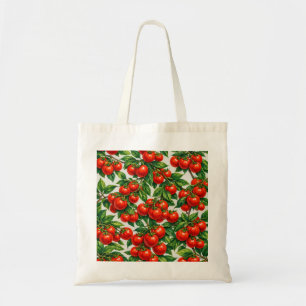Bolso De Tela Patrón de Acuarela Botánica de Vid de Tomate Rojo