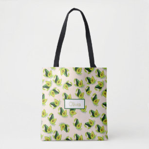 Bolso De Tela Patrón de acuarela de aguacates verdes