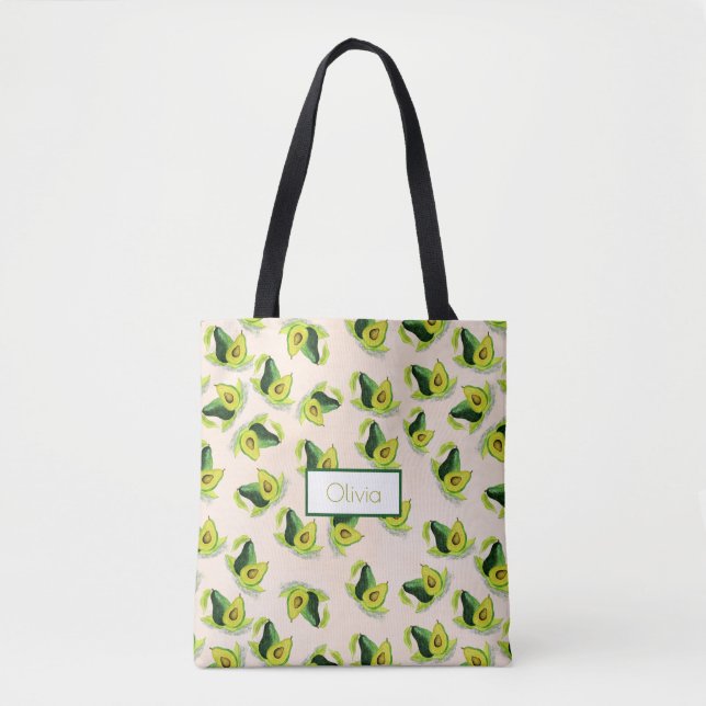 Bolso De Tela Patrón de acuarela de aguacates verdes (Anverso)