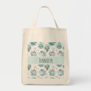 Bolso De Tela Patrón de acuarela de ballenas náuticas