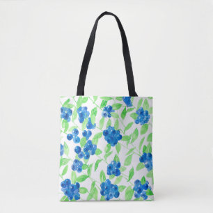 Bolso De Tela Patrón de acuarela de Bluberries