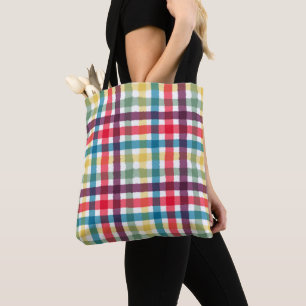 Bolso De Tela Patrón de Acuarela de Cuadro Escocés Caprichoso Co