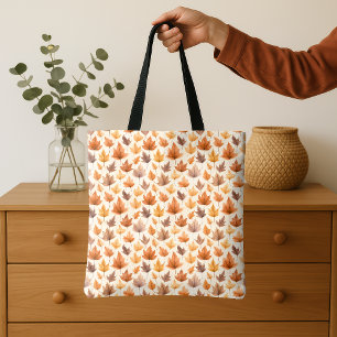 Bolso De Tela Patrón de acuarela de hojas de arce marrón dorado 