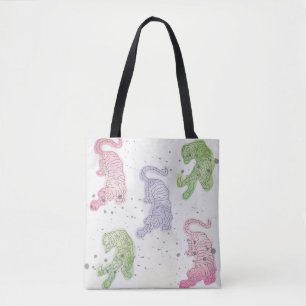 Bolso De Tela Patrón de acuarela de los tigres