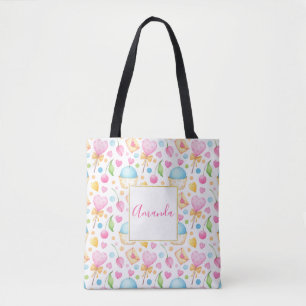 Bolso De Tela Patrón de acuarela dulce Corazones y pasteles