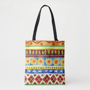 Bolso De Tela Patrón de acuarela étnica pintada a mano