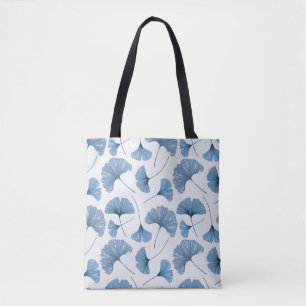 Bolso De Tela Patrón de acuarela oliva azul y blanco
