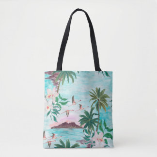 Bolso De Tela Patrón de acuarela sin fisuras con hawaiano