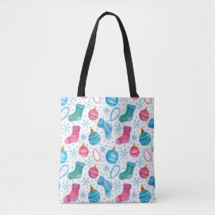 Bolso De Tela Patrón de acuarela sin fisuras con Navidad