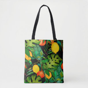 Bolso De Tela Patrón de acuarela transparente con hojas tropical