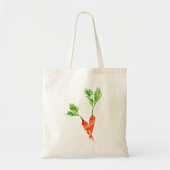 Bolso De Tela Patrón de acuarela vegetal de zanahorias naranjas  (Frente)