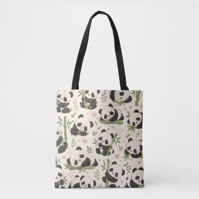 Bolso De Tela Patrón de adorable panda bebé | (Anverso)