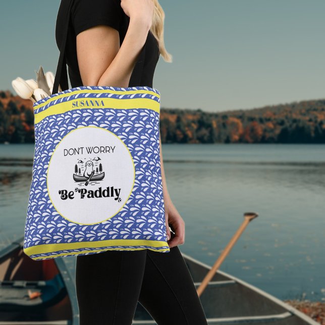 Bolso De Tela Patrón de agua azul retro Otter de canoa personali (Subido por el creador)