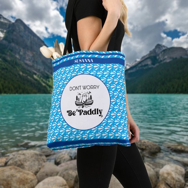 Bolso De Tela Patrón de agua azul retro Otter de canoa personali (Subido por el creador)