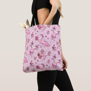 Bolso De Tela  Patrón de Ajolotes Rosados 