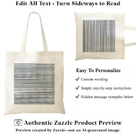 Bolso De Tela Patrón de alfabeto secreto, mensaje personalizado 