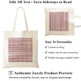 Bolso De Tela Patrón de alfabeto secreto, texto personalizado bu