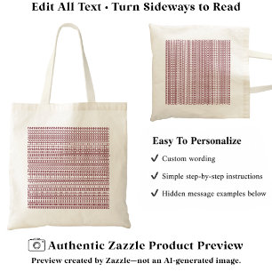 Bolso De Tela Patrón de alfabeto secreto, texto personalizado bu