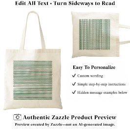 Bolso De Tela Patrón de alfabeto secreto, texto personalizado ve