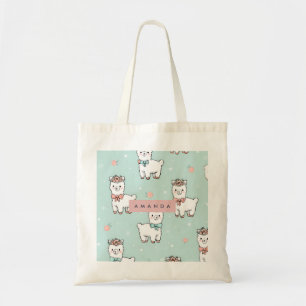 Bolso De Tela Patrón de Alpaca Cute Pastel Personalizado