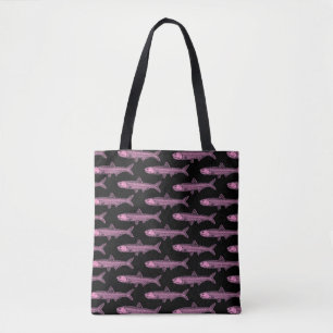 Bolso De Tela Patrón de anchoa - rosa y negro